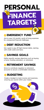 A személyes pénzügyi célok listája Infographic tervezősablon
