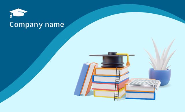 Academic Cap lying on Stack of Books Business Card 91x55mm Design Template