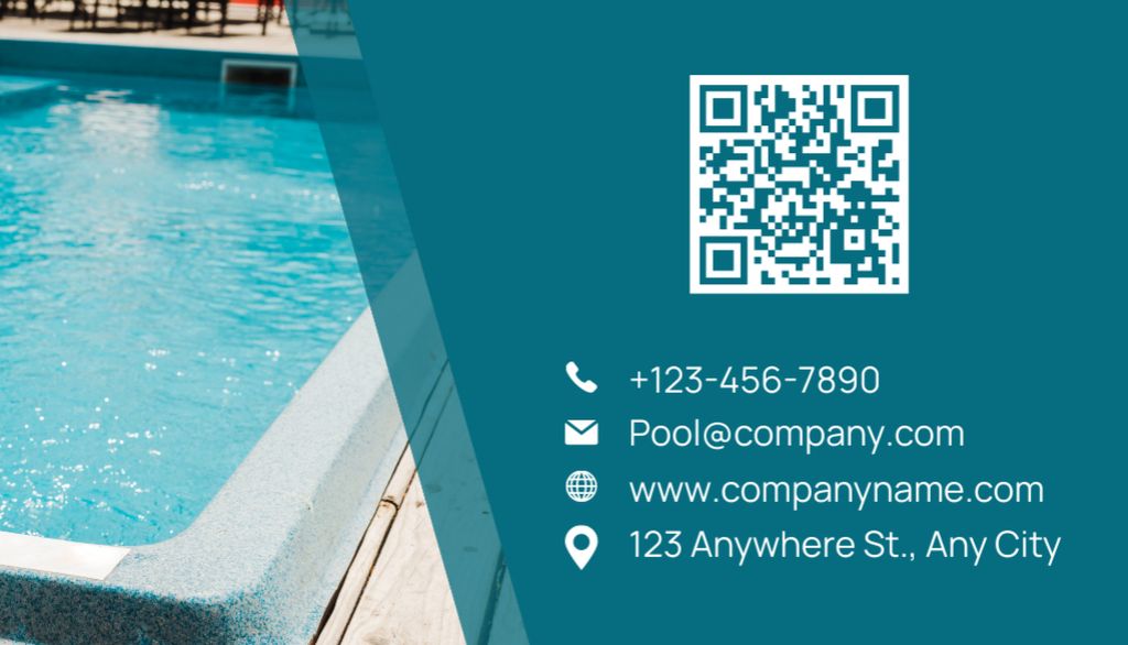 Offer of Services of Pool Installer on Blue Business Card US Tasarım Şablonu