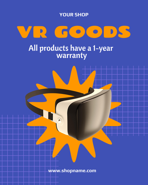 Virtual Reality Gear Sale Offer with Glasses in Purple Poster 16x20in Design Template