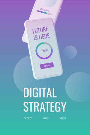 Digital Strategy with Modern Smartphone Pinterest Design Template