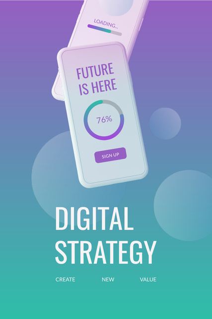 Digital Strategy with Modern Smartphone Pinterest Πρότυπο σχεδίασης