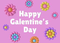 Galentine's Day Greeting with Colorful Flowers