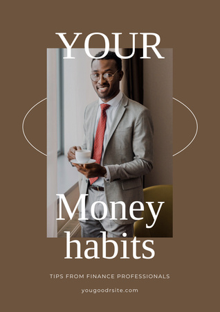 Money Habits with Confident Businessman Poster A3 Modelo de Design