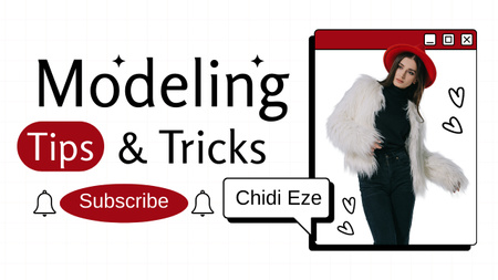 Modelleme Püf Noktaları ve İpuçları içeren Parlak Vlog Youtube Thumbnail Tasarım Şablonu