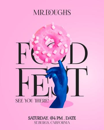 Food Festival Announcement with Appetizing Donut Instagram Post Vertical Modelo de Design