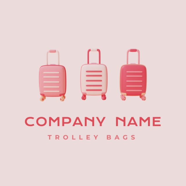 Durable Set Of Pink Trolley Bags For Travel Offer Animated Logo Design Template