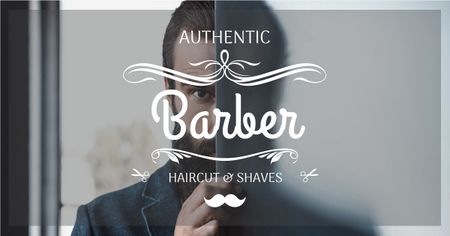 Plantilla de diseño de anuncio de barbería con barbero Facebook AD 
