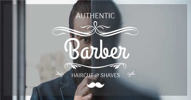 Modèle de visuel Advertisement for barbershop with Barber - Facebook AD