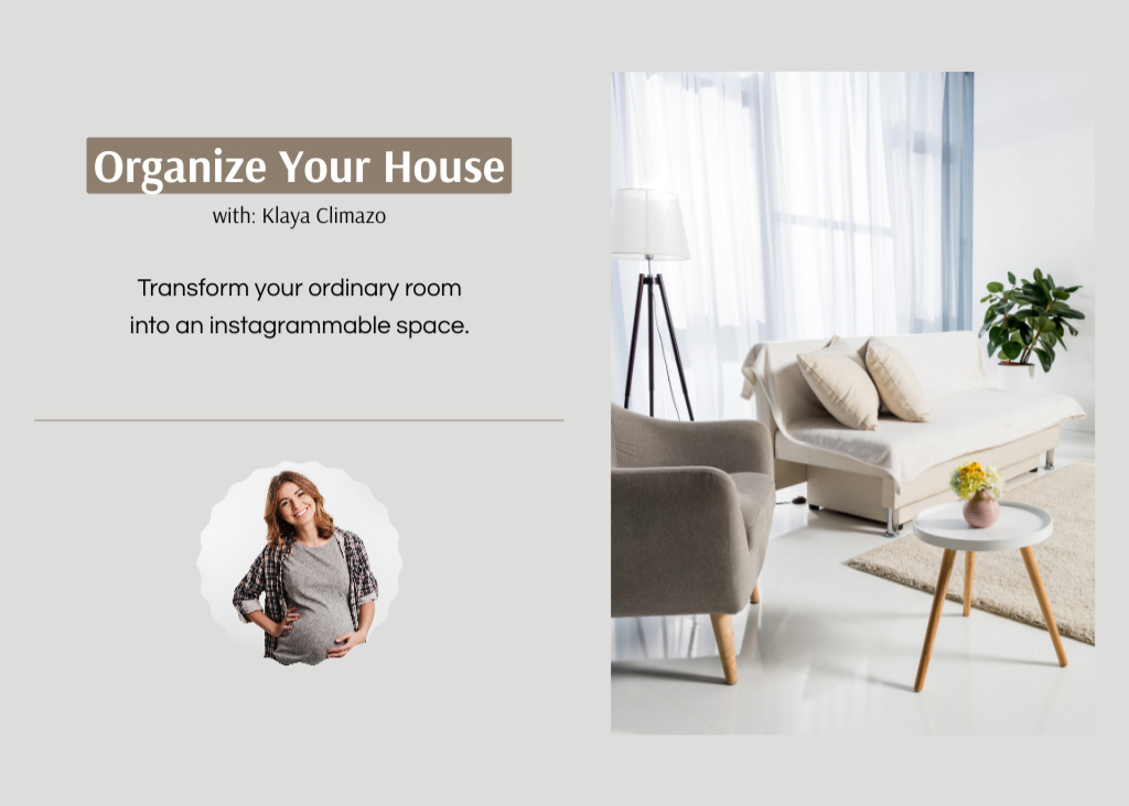 Tips for Organizing House with Beige Room Flyer 5x7in Horizontal Tasarım Şablonu