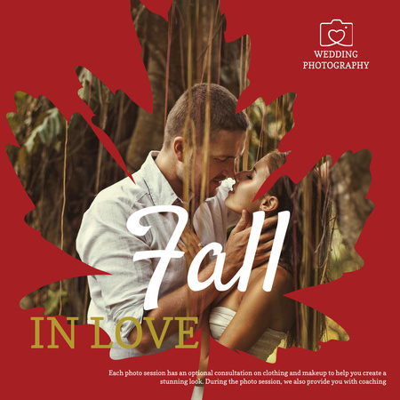 Designvorlage Liebespaar beim Hochzeitsfoto-Shooting im Herbst für Instagram AD