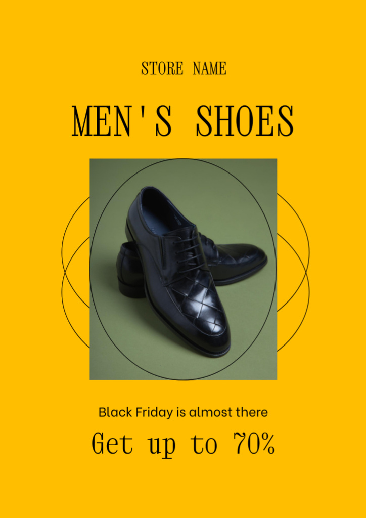 Platilla de diseño Men's Shoes Sale on Black Friday Flyer A4