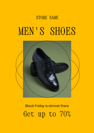 Men's Shoes Sale on Black Friday Flyer A4 Design Template