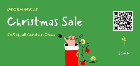 Christmas Holiday Sale Announcement on Green Ticket DL Design Template