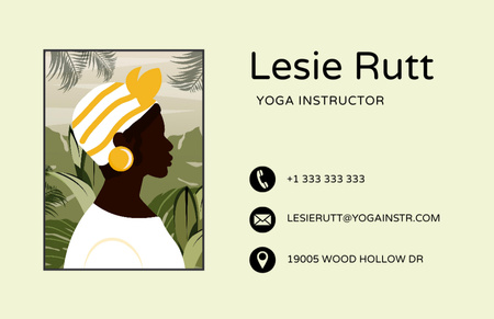 Plantilla de diseño de Detalles de contacto del instructor de yoga Business Card 85x55mm 