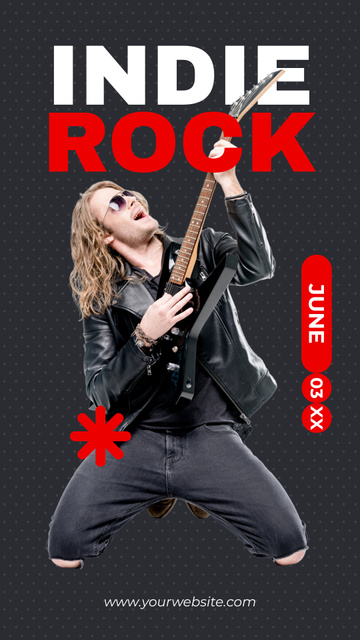 Designvorlage Indie Rock Concert Announcement with Guitarist für Instagram Story