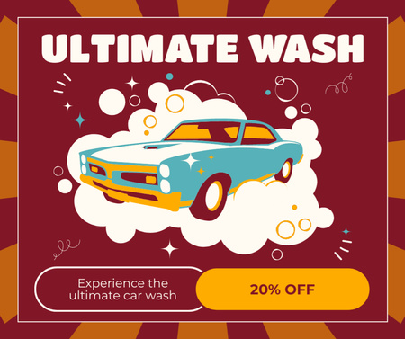 究極の洗車サービスを割引価格でご提供 Facebookデザインテンプレート