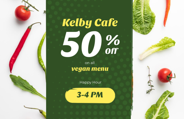 Vegetarian Cuisine Offer Flyer 5.5x8.5in Horizontal Design Template