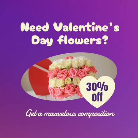 Valetine`s Day Floral Compostions with Discount Animated Post Design Template