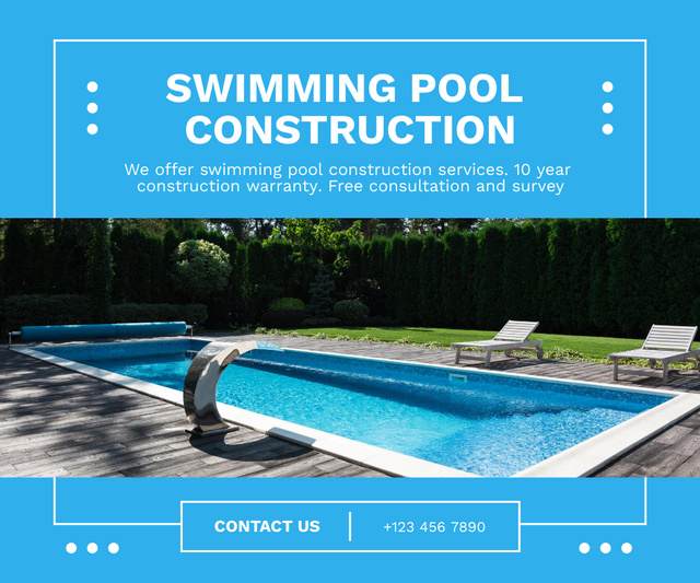 Ontwerpsjabloon van Large Rectangle van Certified Swimming Pool Construction Services