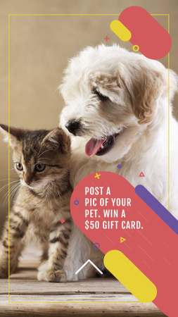 Designvorlage Cute Kitty and Puppy für Instagram Story