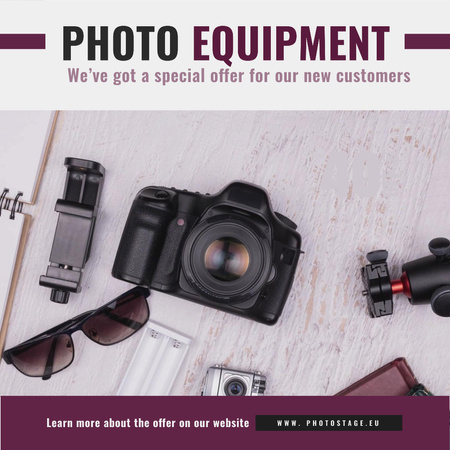 Dslr Camera and Photo Equipment Animated Post Design Template