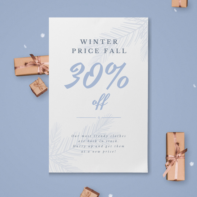 Modèle de visuel Christmas Gift Boxes Falling with Snow - Animated Post