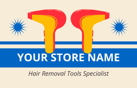 Hair Removal Tools Specialist Services Offer Business Card 85x55mm Design Template
