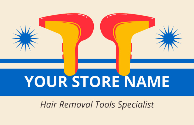 Ontwerpsjabloon van Business Card 85x55mm van Hair Removal Tools Specialist Services Offer