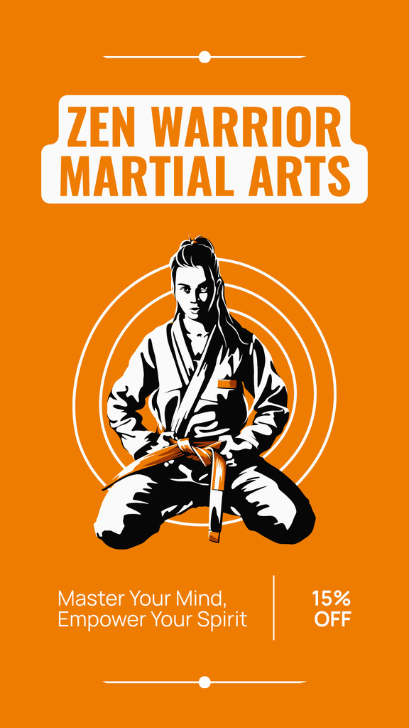 Martial Arts Course with Illustration of Karate Fighter Instagram Story Modelo de Design