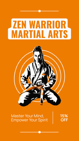 Ontwerpsjabloon van Instagram Story van Vechtsportcursus met illustratie van Karate Fighter