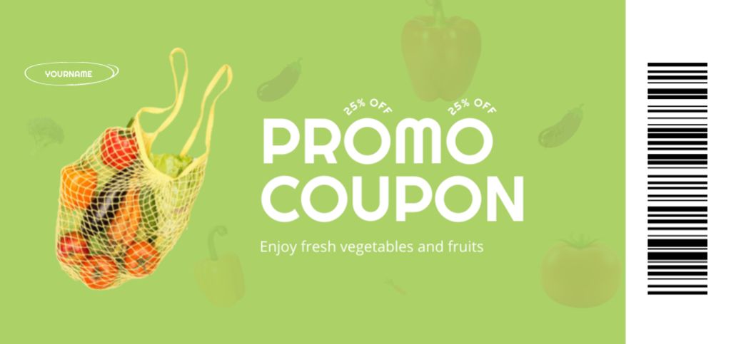 Grocery Store Offer With Veggies In Bag Coupon Din Large Design Template