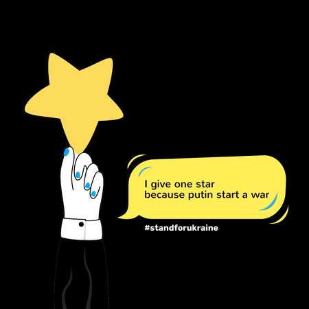 Plantilla de diseño de Frase sobre Comienzo de Guerra de Rusia contra Ucrania con Estrella en Mano Instagram 