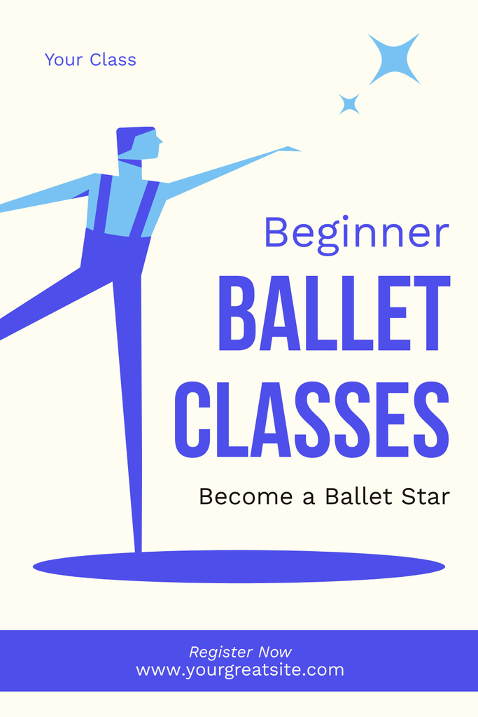 Ontwerpsjabloon van Pinterest van Promotion of Ballet Classes for Beginners