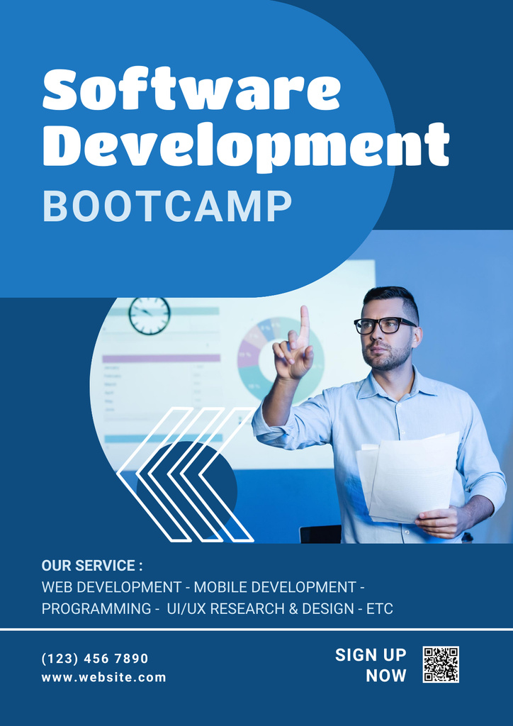 Plantilla de diseño de Software Development Bootcamp Announcement Poster 