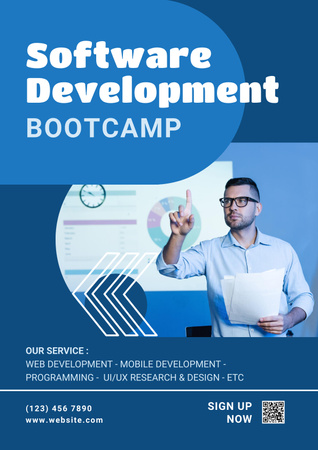 Szoftverfejlesztési Bootcamp bejelentés Poster tervezősablon