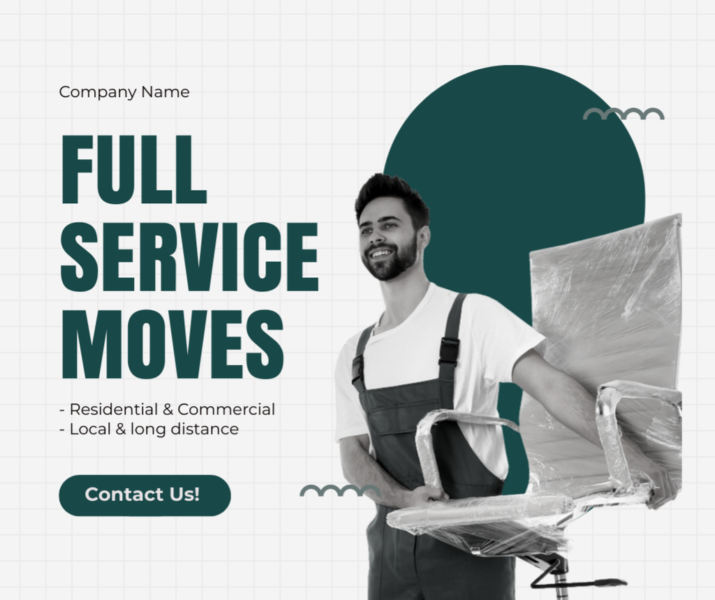Plantilla de diseño de Ad of Full Service Moves with Friendly Courier Facebook 
