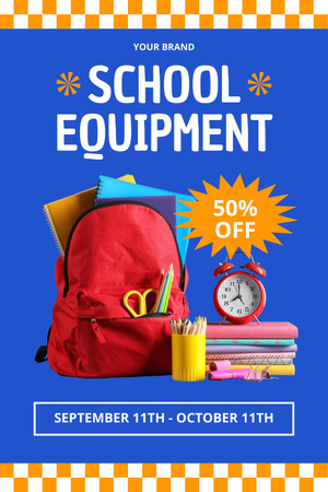 Platilla de diseño School Equipment Sale with Red Backpack Pinterest