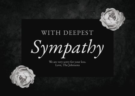 Sympathy Words with Flowers Card Design Template