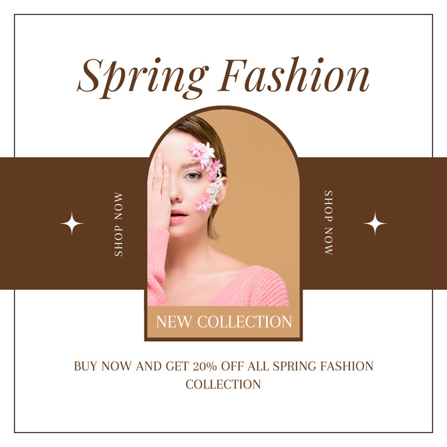 Spring Sale Announcement with Young Woman Instagram AD Design Template