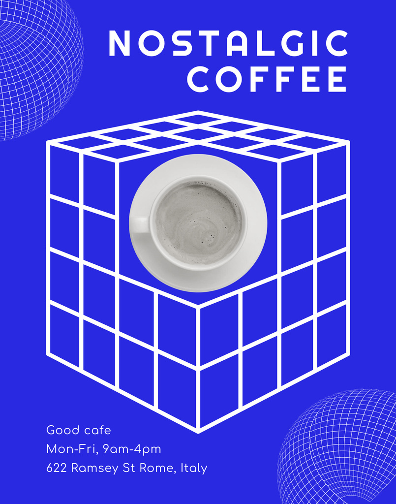 Designvorlage Blue Ad of Coffee Shop für Poster 22x28in