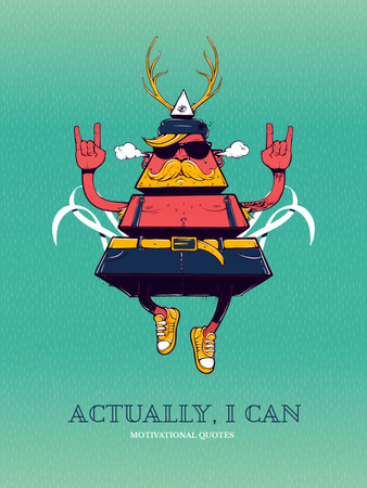 Inspirational Quote with Triangle Hipster Bizarre Character Poster US Modelo de Design