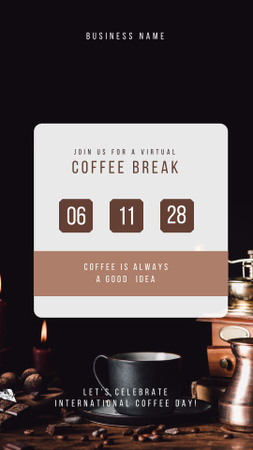 International World Coffee Day With Cup And Beans Instagram Story Design Template