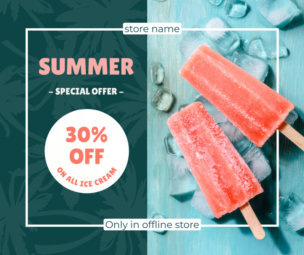 Designvorlage Summer Special Offer of Ice-Cream für Facebook