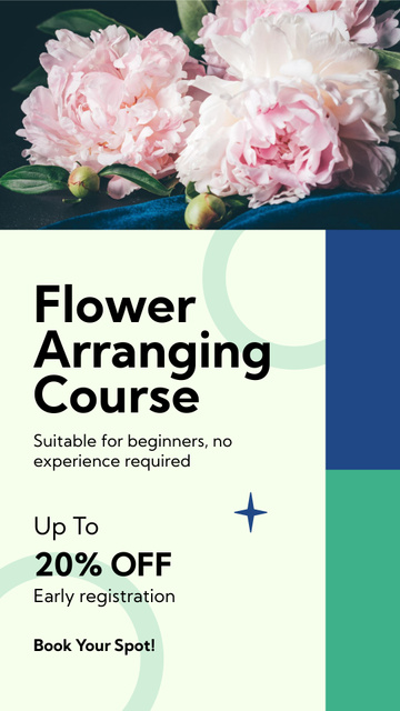 Flower Arranging Course Offer with Discount Instagram Story Modelo de Design