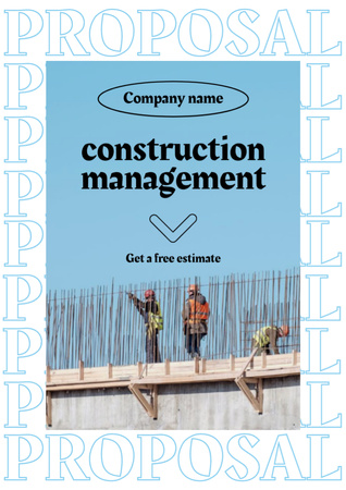 Construction Management Services Ad with Builders Proposal Design Template
