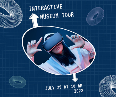 Interactive Tour with Woman in VR Glasses Facebook Modelo de Design