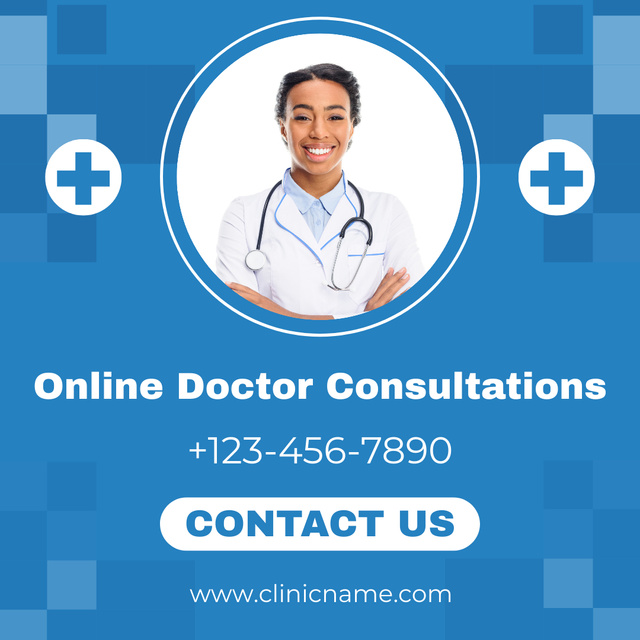 Modèle de visuel Ad of Online Doctor Consultations - Animated Post