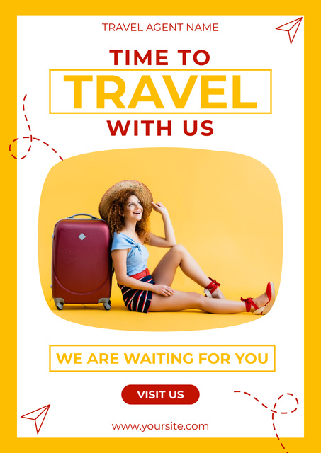 Travel Agency Proposition on Yellow Poster Πρότυπο σχεδίασης