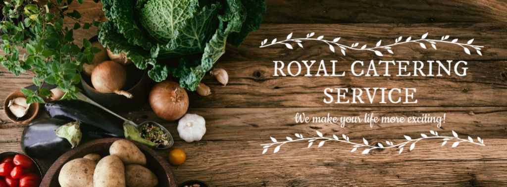 Catering Service Ad with Vegetables on Table Facebook cover – шаблон для дизайну
